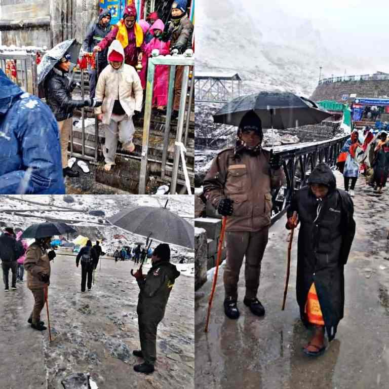 उत्तराखंड में खराब मौसम के बीच केदार धाम में बर्फबारी जारी, जिला प्रशासन ने फिलहाल रोकी यात्रा, हेलीकॉप्टर सेवा स्थगित, देखे वीडियो।