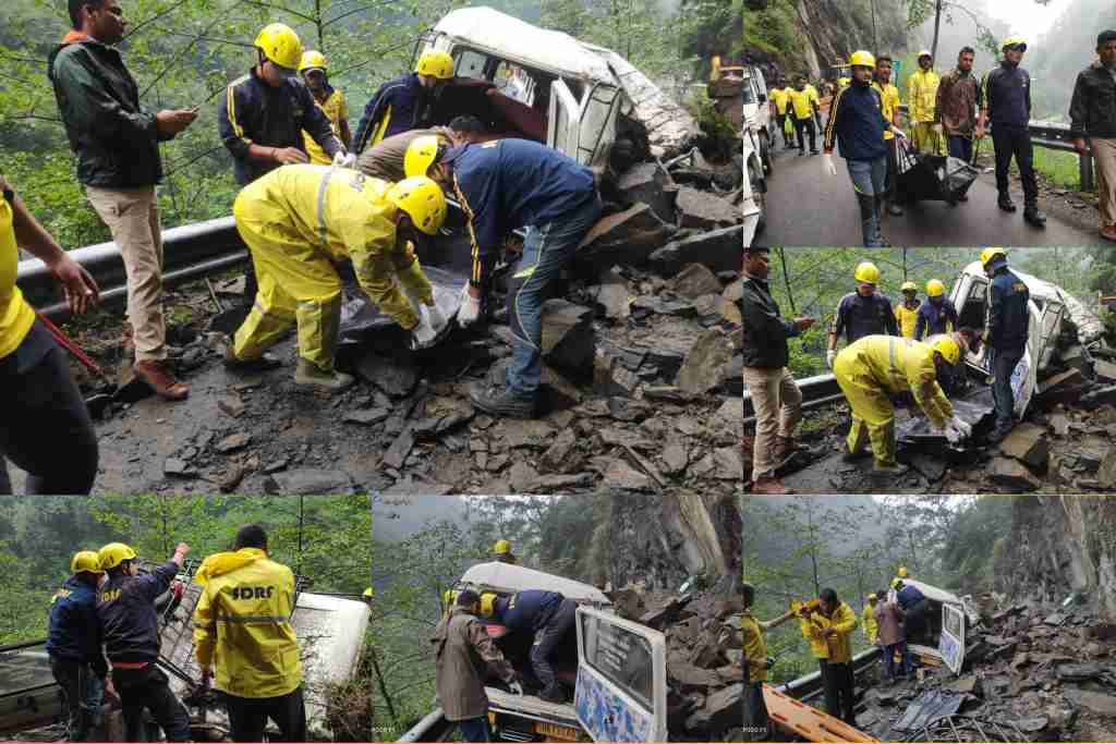 उत्तराखंड में आज सोनप्रयाग में वाहन पर मालवा गिरने से 10 लोग घायल, एसडीआरएफ उत्तराखंड पुलिस ने चलाया रेस्क्यू ऑपरेशन।