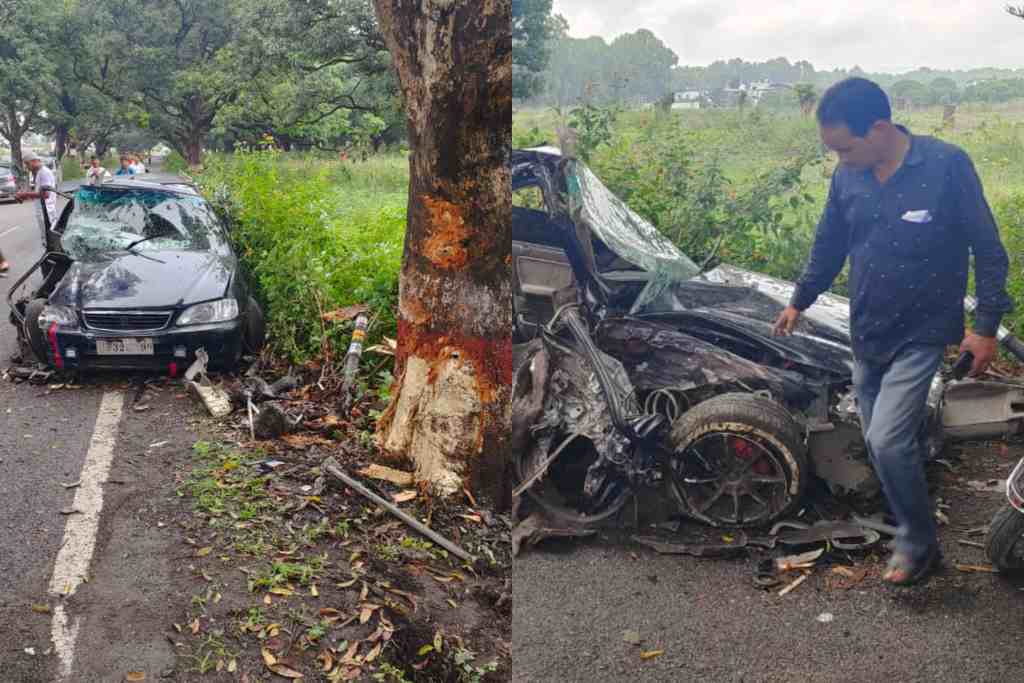 उत्तराखंड में यहाँ पेड से टकरा गई कार, गाड़ी के उड़ गए परखच्चे , एक की मौत।