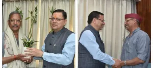 उत्तराखंड में आज सीएम धामी से मिलने पहुंचे नाना, पहाड़ी टोपी पहनाकर किया स्वागत।