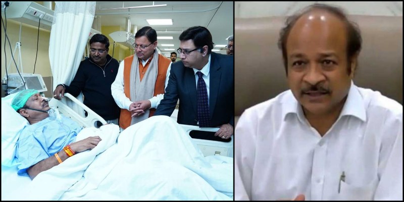 उत्तराखंड में आज IAS हरीश चंद्र सेमवाल की अचानक तबीयत हुई खराब, हालचाल जानने अस्पताल पहुंचे मुख्यमंत्री धामी।