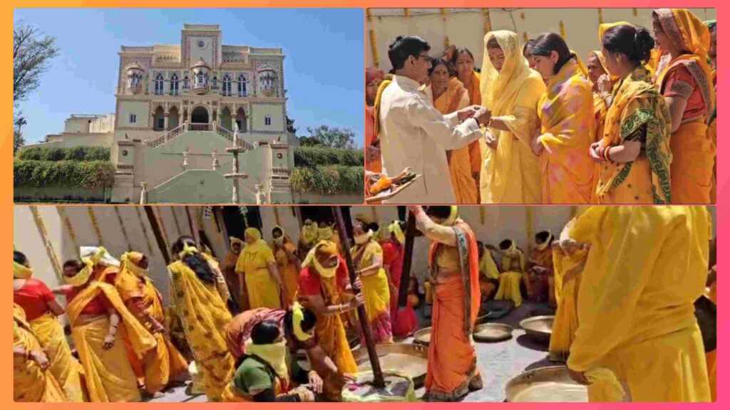 उत्तराखंड में भगवान बद्री विशाल के अभिषेक के लिए, नरेंद्रनगर स्थित राजमहल में, पिरोया गया तिलों का तेल।