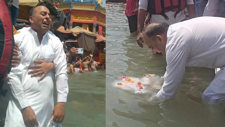 उत्तराखंड के हरिद्वार गंगा में विसर्जित हुईं लेफ्टिनेंट विनय नरवाल की अस्थियां, बिलख-बिलख कर रो पड़े पिता।