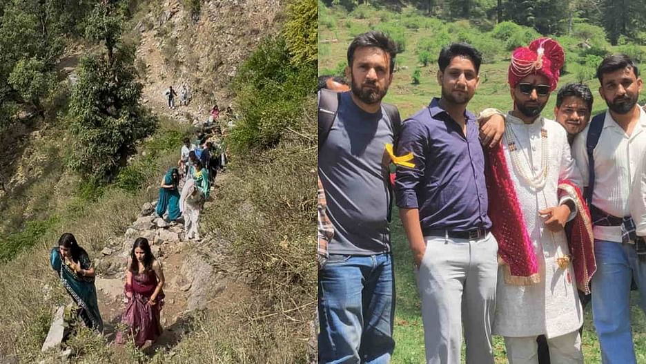 उत्तराखंड में यहाँ सात फेरों के लिए सात किमी की चढ़ाई; बरातियों के छूटे पसीने, इस हाल में दुल्हन लेने पहुंचा दूल्हा।
