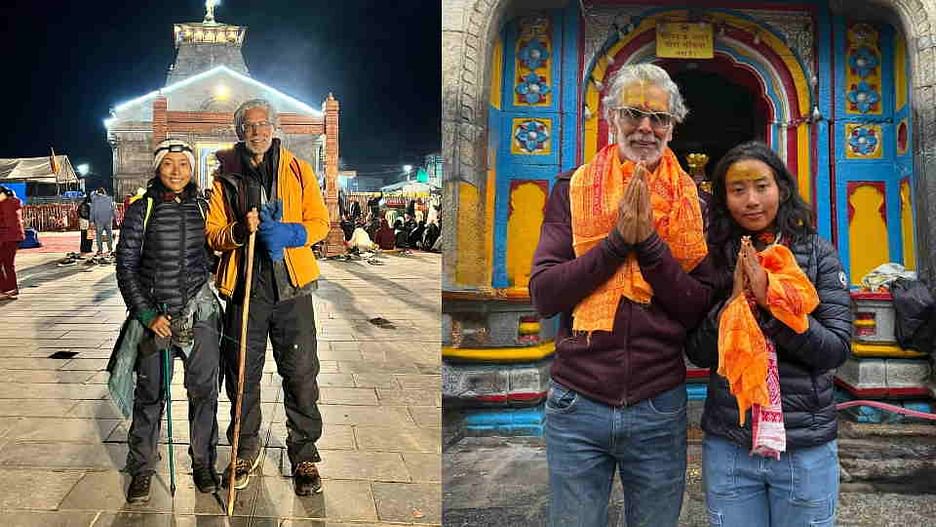 उत्तराखंड में 30 किमी ट्रैकिंग कर केदारनाथ पहुंचे फिल्म अभिनेता मिलिंद सोमन, पत्नी के साथ किए दर्शन, तस्वीरें।