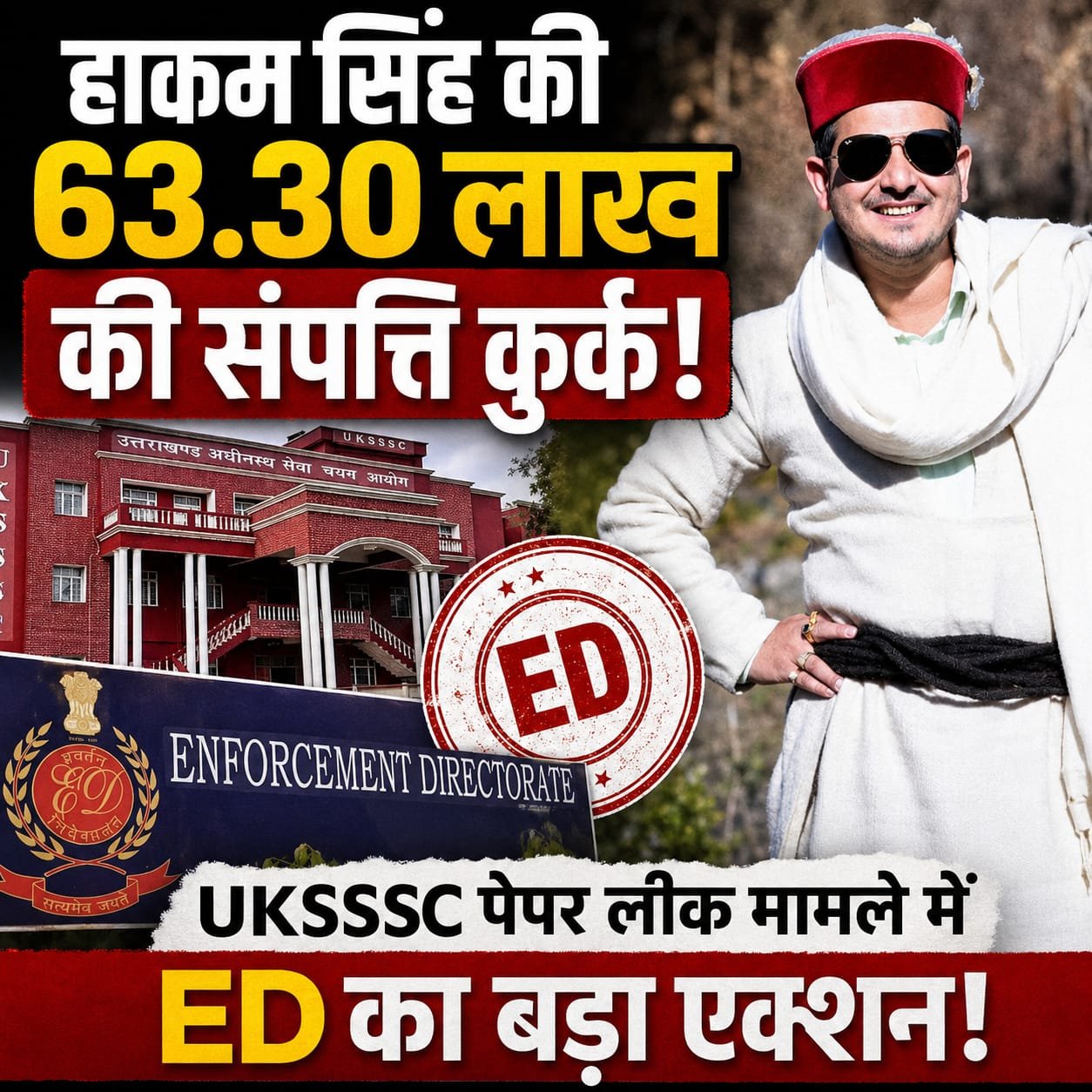 उत्तराखंड में UKSSSC पेपर लीक मामले में 63 लाख से अधिक की संपत्ति कुर्क।