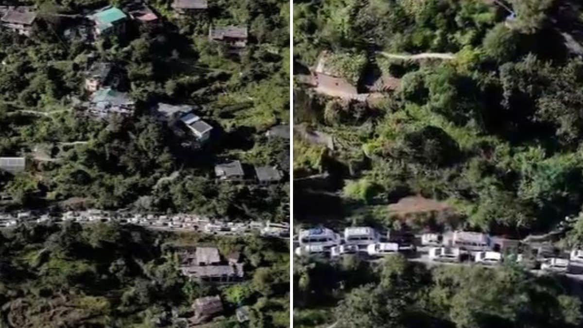 उत्तराखंड में जोशीमठ से मारवाड़ी तक गाड़ियों की कतार, 7 किमी जाम में फंसे यात्री।